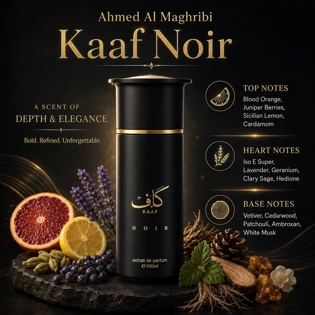 Ahmed Al Maghribi Kaaf Noir EDP 100ml image 3